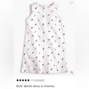 EUC Crewcuts Off White Dress with Red Cherry Pattern Sleeveless Denim Girls Sz 7